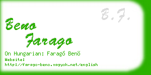beno farago business card